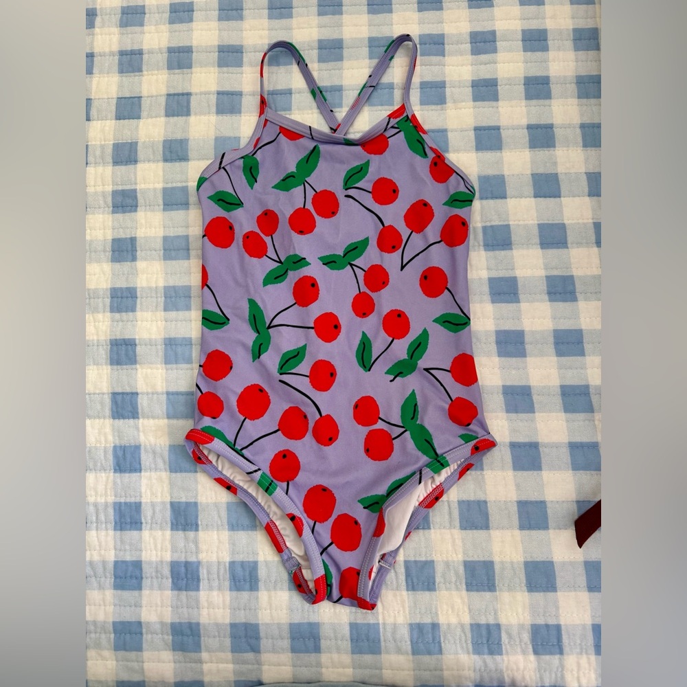 Hanna Andersson Lilac Cherry Print One-Piece Swimsuit